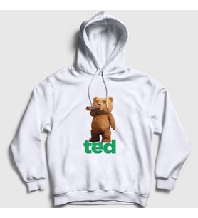 Presmono Unisex Beyaz Drink Ayı Teddy Bear Kapüşonlu Sweatshirt 306000tt
