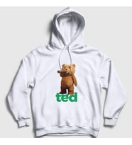 Presmono Unisex Beyaz Drink Ayı Teddy Bear Kapüşonlu Sweatshirt 306000tt