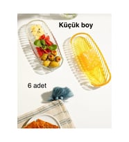 6'lı Cam Kayık Tabak Seti, 14x5,5 cm, şık kahvaltı sunumları için