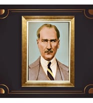 Özel Seri Paspartulu Çerçeveli Atatürk Tablo l795 (Gold)