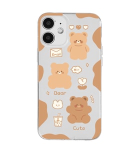 Iphone 12 Uyumlu Cute Bear Tasarımlı Şeffaf Telefon Kılıfı