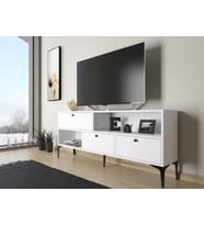 Wood'n Love Katre 150 Cm Metal Ayaklı Tv Ünitesi - Beyaz / Siyah
