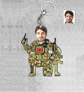 Kişiye Özel Asker Erkek Ahşap Anahtarlık-4