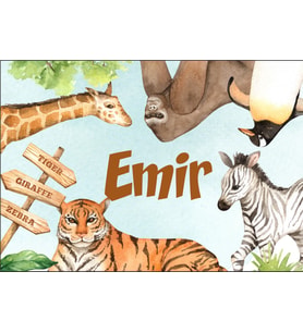 Safari Hayvanları Temalı Doğum Günü Afişi -2 50x70 cm