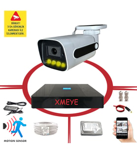 Bises 1 Kameralı Hareket Algılayan 5 MP Lens 4 Warm Led Gece Renkli Gösteren Güvenlik Kamerası Seti BS 784W