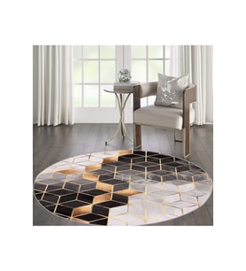 Eliana Home Baskılı, Yıkanabilir Kaymaz Taban Yuvarlak Halı LNA7108 120x120 cm (Siyah)