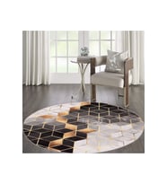 Eliana Home Baskılı, Yıkanabilir Kaymaz Taban Yuvarlak Halı LNA7108 120x120 cm (Siyah)