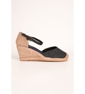 Gerçek Elişi Hasırlı Keten Espadril Dolgu Topuk Handmade