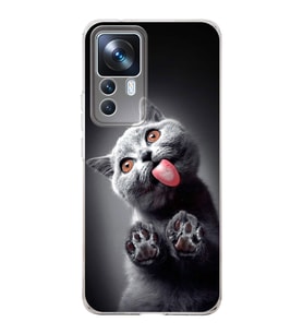 PrintiFy Xiaomi Mi 12T ile Uyumlu Kedi 2 Kamera Korumalı Şeffaf Kılıf
