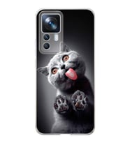 PrintiFy Xiaomi Mi 12T ile Uyumlu Kedi 2 Kamera Korumalı Şeffaf Kılıf