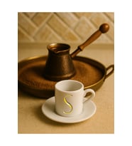 Türk Kahvesi, Espresso Fincan Harf (Beyaz-Altın)