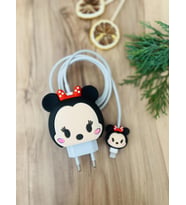 Sevimli Silikon Şarj Başlığı Ve Kablo Koruyucu 2Li Set Minnie