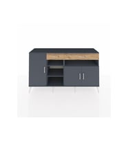 Kronos Konsol 5 Raflı 2 Çekmeceli 3 Kapaklı 176x59x99 Antrasit-Antrasit/Çam