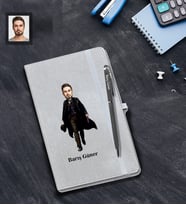 Kişiye Özel Kabadayı Karikatürlü Gri Defter Kalem Hediye Seti Bay-2