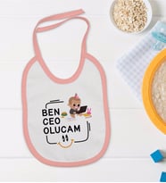 BK Kids Ceo Olucam Tasarımlı Pembe Bebek Mama Önlüğü-2