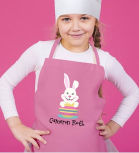 BK Gift Kişiye Özel Paskalya Bayramı Pembe Çocuk Mutfak Önlüğü-3