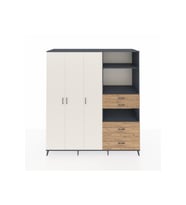 Kronos Dolap 12 Raflı 4 Çekmeceli Tek Askılı 220x59x243 Antrasit-Aytaşı/Çam