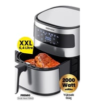 GOLDMASTER GM-7482 PREMİO 6,4 LİTRE XXL İNOX AİRFRY YAĞSIZ SICAK HAVA FRİTÖZÜ (Metal)