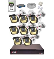 FURY 15 Warm LED Ip Güvenlik Kamera Seti 8 Kameralı Sesli 4mp Gece Renkli Su Geçirmez 1403s 250GB