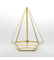 27x21x21cm  Cam Fanus  Geometrik Teraryum  Çikolata Kutusu  Pirinç & Gold, Bakır, Gümüş, Siyah (Gold)