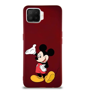 Oppo A73 Soft Premier Kapak Mickey Mouse-C Tasarımlı Silikon Kılıf - Mürdüm (Şeffaf)