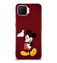 Oppo A73 Soft Premier Kapak Mickey Mouse-C Tasarımlı Silikon Kılıf - Mürdüm (Şeffaf)