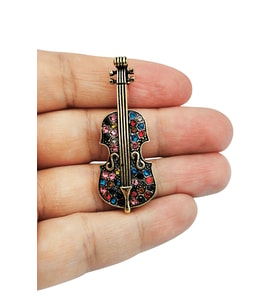 Harmony Crystal Keman Tasarım Broş