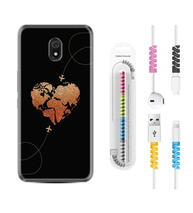 Xiaomi Redmi 8A 8 Pro 9C 9T 10C 11T Pro Kılıf Kablo Koruma Spiral Silikon Plane Heart 1721