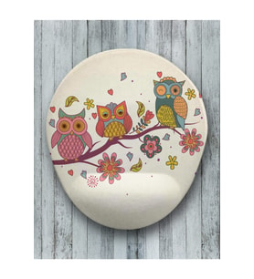 Renkli Baykuş Oval Bilek Destekli Mouse Pad