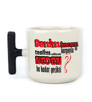 Benim Kocam Kargoyla Mı Teslim Edilecek Baskılı Siyah Kulplu T Kupa
