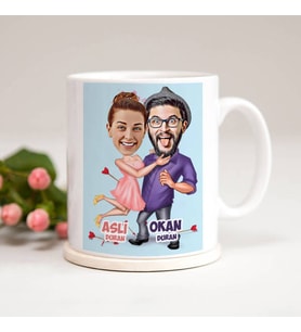 Kişiye Özel Aşk Bize Benzer Karikatürlü Kupa Bardak