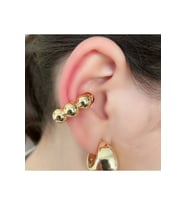 Bombeli Topçuklu Earcuff Kıkırdak Küpe Büyük Boy Gold (Çok Renkli)
