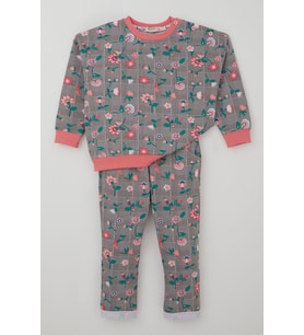 Breeze Kız Bebek Eşofman Takımı Ekose Desenli Çiçek Bahçesi 9 Ay-3 Yaş, Vizon