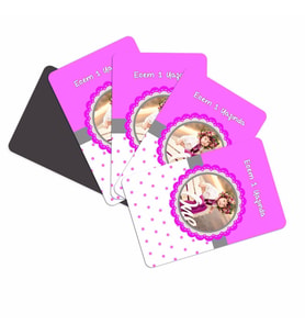 Fotoğraflı İsimli Kız Çocuğu Doğum Günü Magneti 10X15 (Pembe)