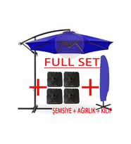 3 Mt 8 Kaburga Full Demir 21 Kg Bahçe Şemsiyesi Full Set Havuz Şemsiyesi Büyük Şemsiye (Mavi)