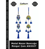 Özel Üretim Dekoratif Bahçe Balkon Hediye Şans Metal Nazar Boncuğu Rüzgar Çanı Alk5327