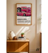 Honda S2000 Pembe JDM Poster, Ahşap Çerçeveli Duvar Tablosu - Oto Severlere Özel Hediye