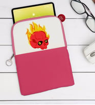 BK Gift Kurukafa Tasarımlı Taşınabilir Koruyucu Tablet Kılıfı & Organizer Çanta - Pembe-5