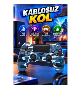 PS4 Uyumlu Kablosuz Oyun Kolu Siyah Ergonomik Tasarım Çift Titreşimli Bluetooth Gamepad