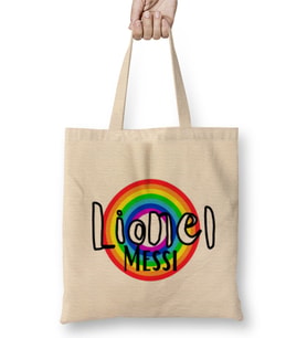 Lionel Messi - Retro Rainbow Style Bez Çanta Uzun Saplı