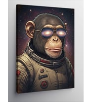 Kanvas Tablo Astronot Maymun Çizimi