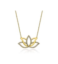 Gümüş Gold Lotus Çiçeği Kadın Kolye CSR2180985