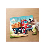 Kırmızı Kamyon Tasarımlı 24 Parça Ahşap Çocuk Puzzle MPK0238