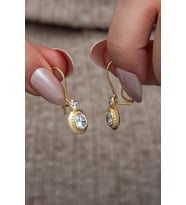 925 Ayar Gümüş Gold Kaplama Elmas Montür Tektaş Küpe