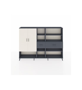 Arges Dolap 10 Raflı 2 Çekmeceli 2 Kapaklı 220x30x163 Antrasit-Aytaşı/Antrasit