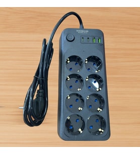 Mcg® Akım Korumalı Termal Uzatma Kablosu - 8 Priz, 2 USB ve 2 Type-C Girişli, Güçlü Çoklu Priz