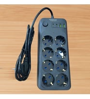 Mcg® Akım Korumalı Termal Uzatma Kablosu - 8 Priz, 2 USB ve 2 Type-C Girişli, Güçlü Çoklu Priz