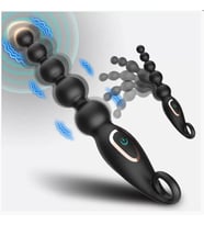 Pull Ring  Plug - Tutma Aparatlı Su Geçirmez Bükülebilir Şarjlı Titreşimli  Boncuk Vibratör (Siyah)