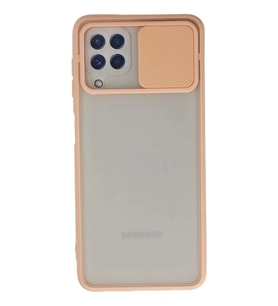 Durukar® Samsung Galaxy A22 Kılıf Palm Buzlu Kamera Sürgülü Silikon - Pembe