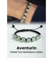 Aventurin Doğal Taş Küre Kesim 7 Taşlı Makrome Bileklik